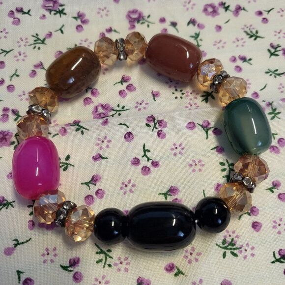 Multi-Colored Beaded Stretch Bracelet - Picture 1 of 5